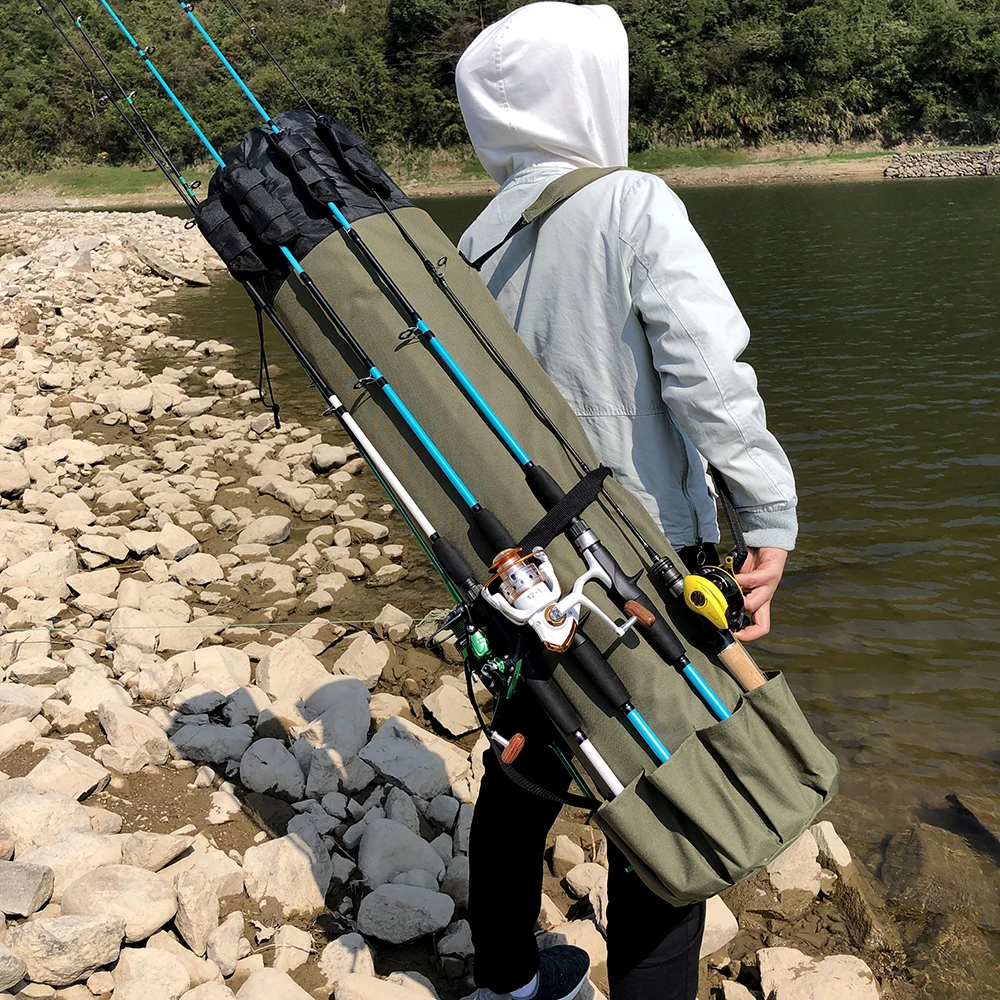 Fishing Rod Bag Portable Multifunction Nylon Cylinder Fishing Reel Carrier Tackle Storage Bag  Carry Cases Fishing Bags enlarge