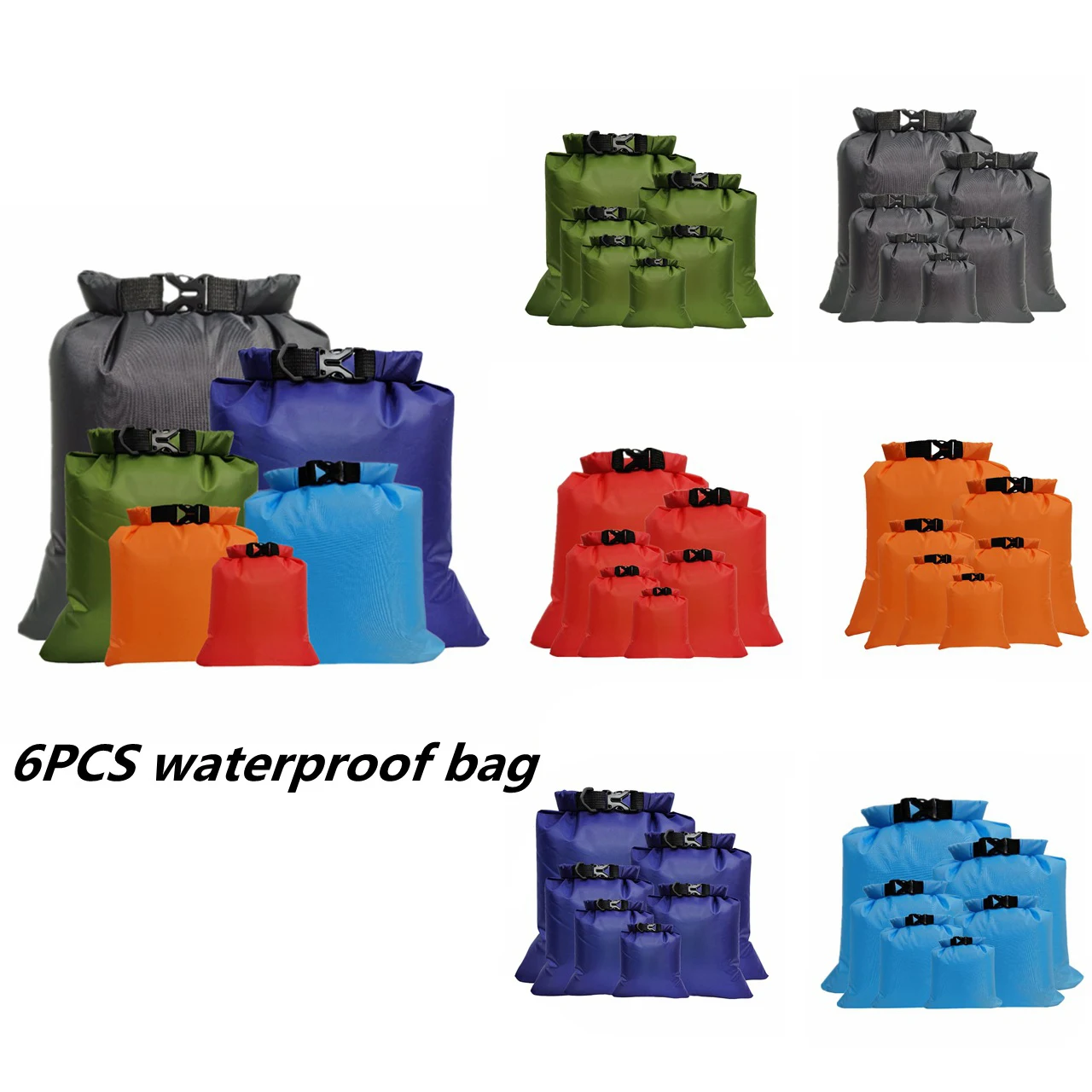 

6 Pack Waterproof Dry Bags Lightweight Outdoor Dry Sacks Ultimate Dry Bags for Kayaking Rafting Boating Camping