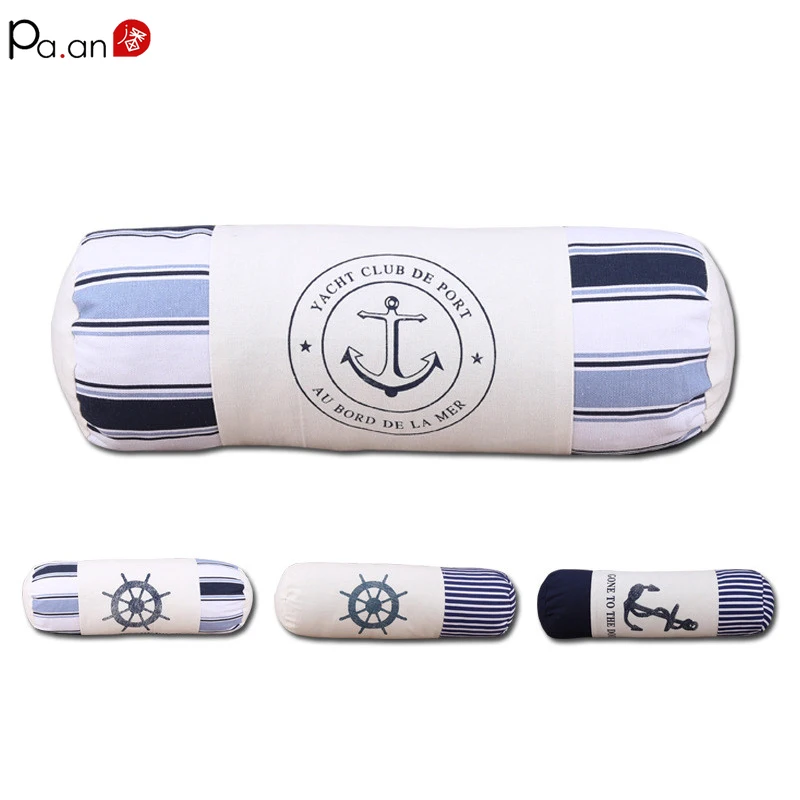 

Mediterranean Style Throw Pillow Home Decor Lumbar Roll Back Support Pillow Cotton Cushion Nautical Theme Tatami Cushion