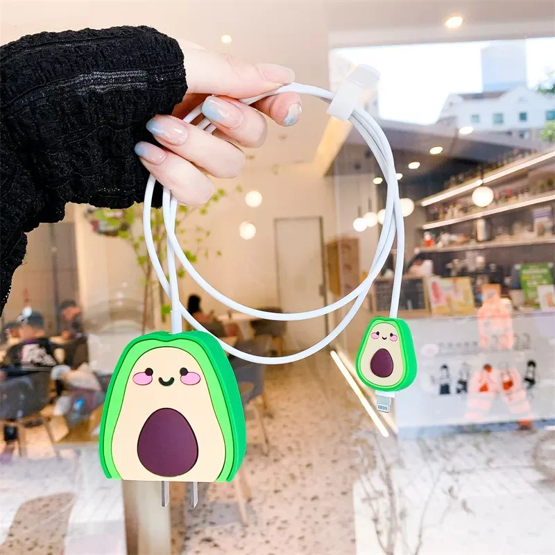 

Cute Adapter Case for IPhone 11 12 13 18W 20W Fast Charge Protection Silicone Soft Cartoon Charger Cover Protective Sleeve
