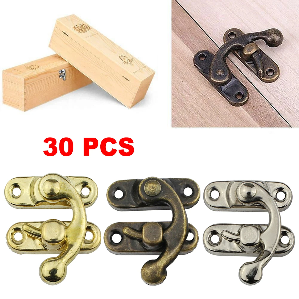 

30Pcs Antique Bronze Box Hasps Iron Lock Catch Latches For Jewelry Chest Box Suitcase Buckle Clip Clasp Wooden Box Hardware