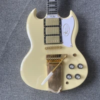 in stock custom sg electric guitar 6 string electric guitar 3 pick up rosewood fingerboard mahogany body with gold large rocker