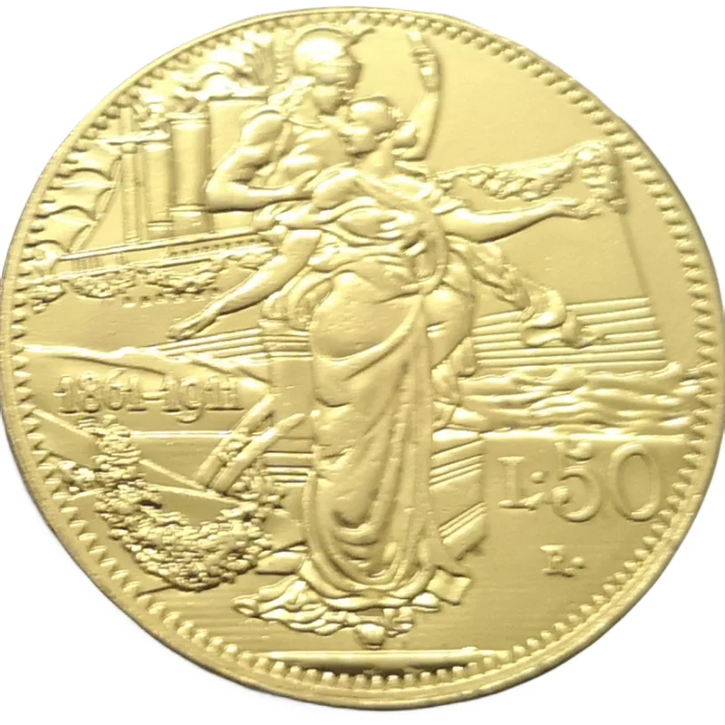 

Золотая копия монеты 1911 Италия 50 лир-Витторио Эмануэле III