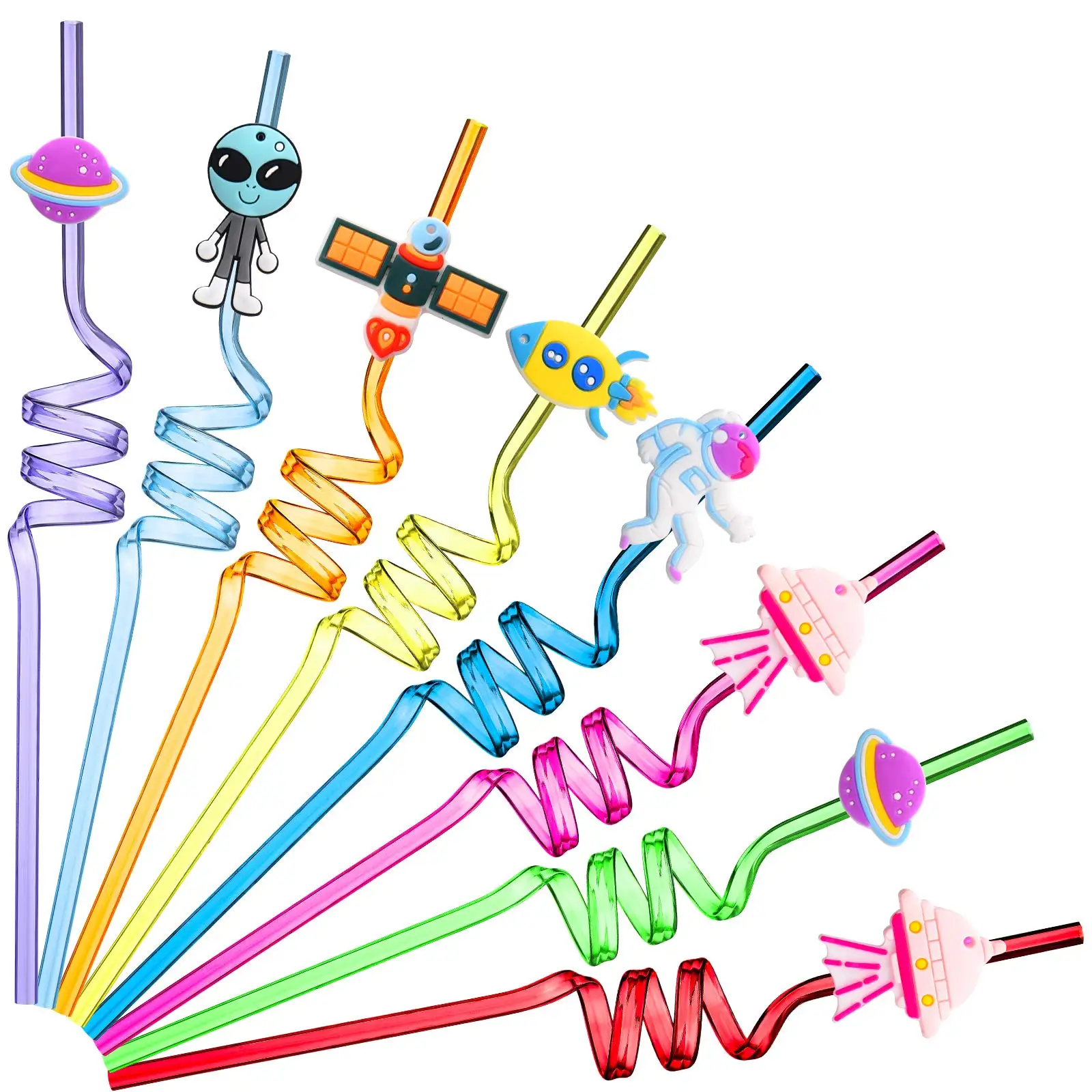 

Пластиковые космические соломинки 8 шт.