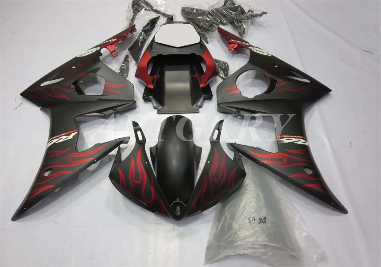 

New ABS Plastic Shell Motorcycle Fairing Kits Fit For Yamaha YZF 600 R6 2003 2004 2005 R6 03 04 05 Bodywork set Custom Red Flame