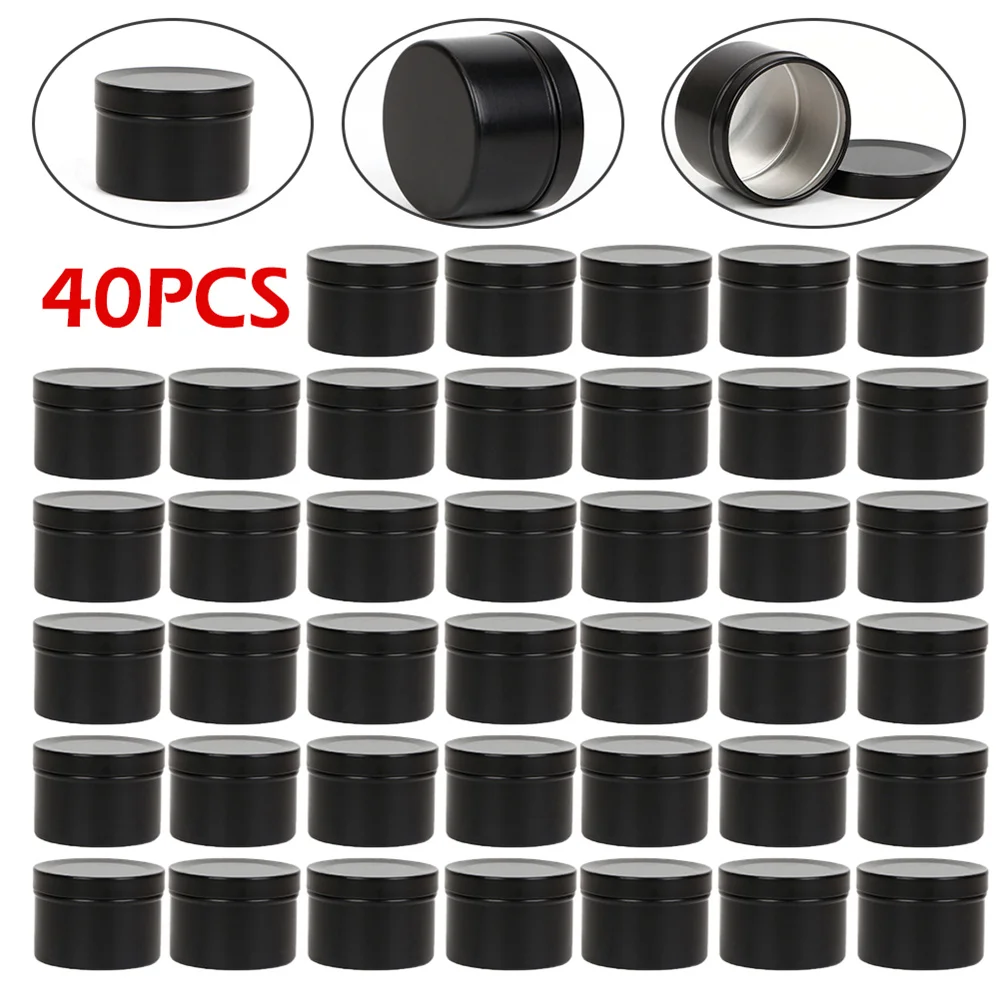 40pcs Empty Aluminum Round Tin Cans Box White Black Gold Cosmetic Cream Jar Pot With Screw Thread Lid 50ml Cream Case Container