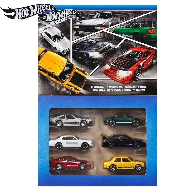 Hot Wheels 2025 JBY77 Silver Label 6 шт.лот Nissan Skyline Datsun Acura сплав маленькая модель автомобиля 164 литые под давлением игрушки-автомобили (art.: 3920cd63dc5be) - 3920cd63dc5be