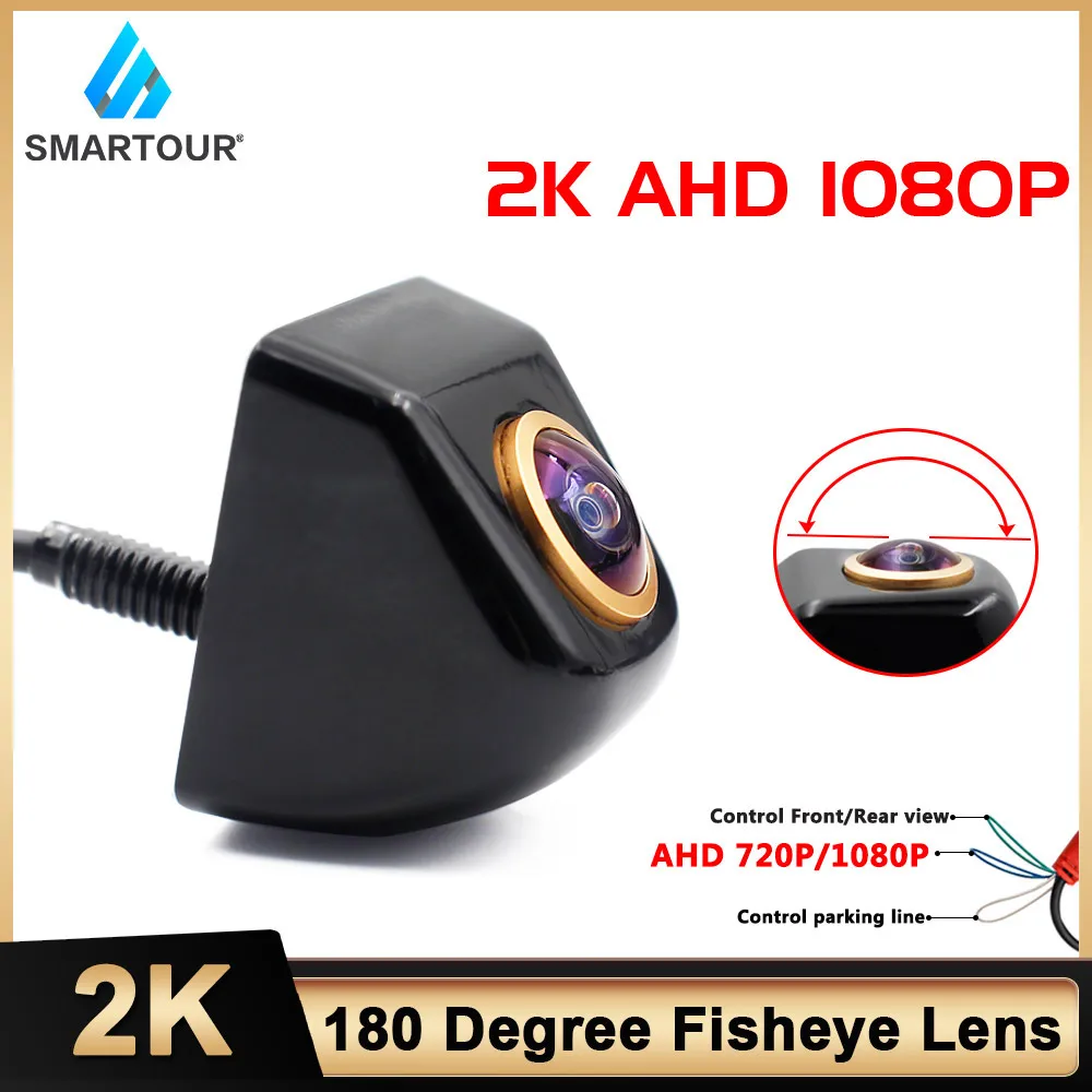 Smartour Fisheye Lens CVBS AHD 1080P 2K Metal Shell Black Car Rear View Camera HD Night Vision Reverse AHD Front Vehicle Camera