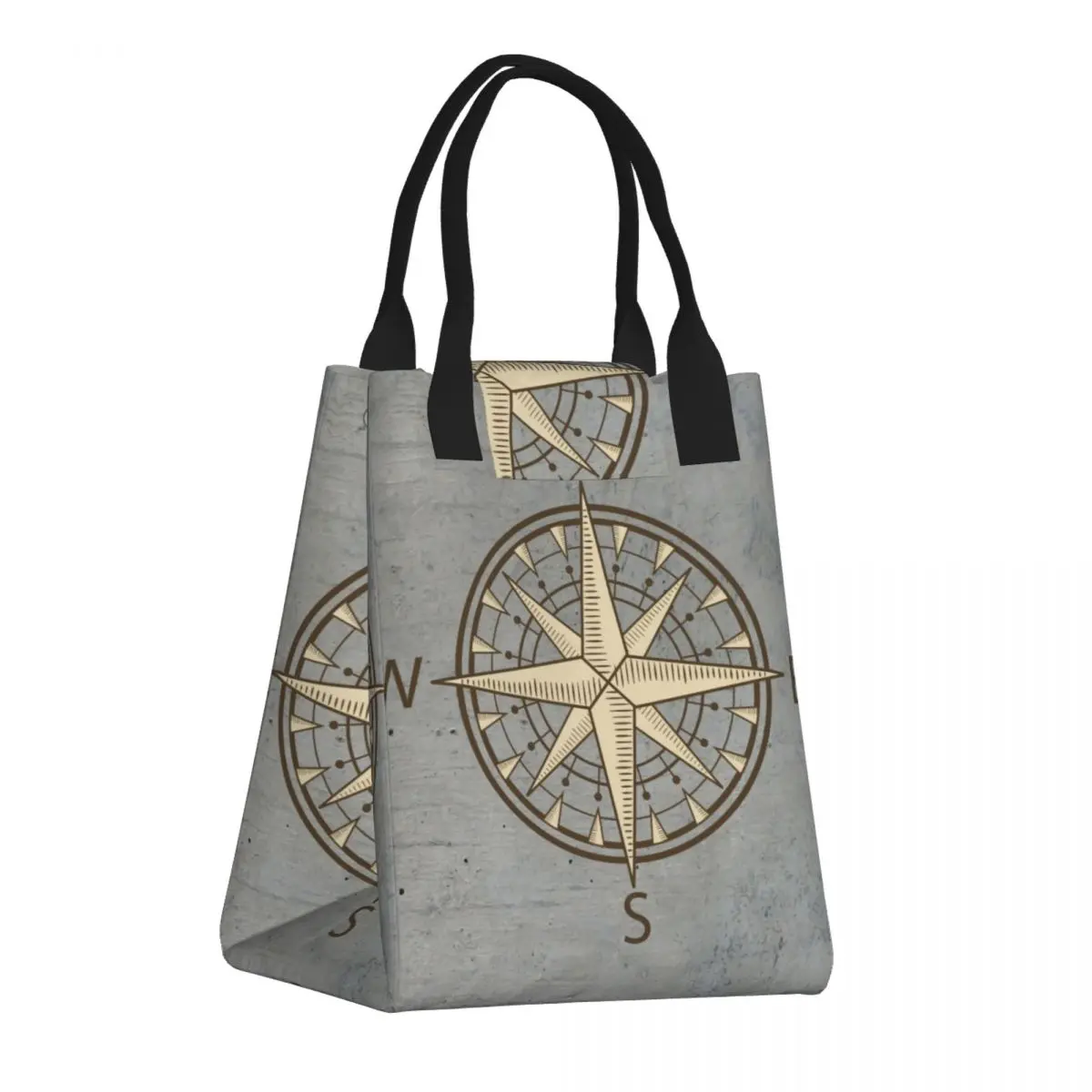 

Gray Compass Lunch Box for Women Multifunction Nautical Sailing Sailor Cooler Thermal Food Insulated Lunch Bag Picnic Tote Bags