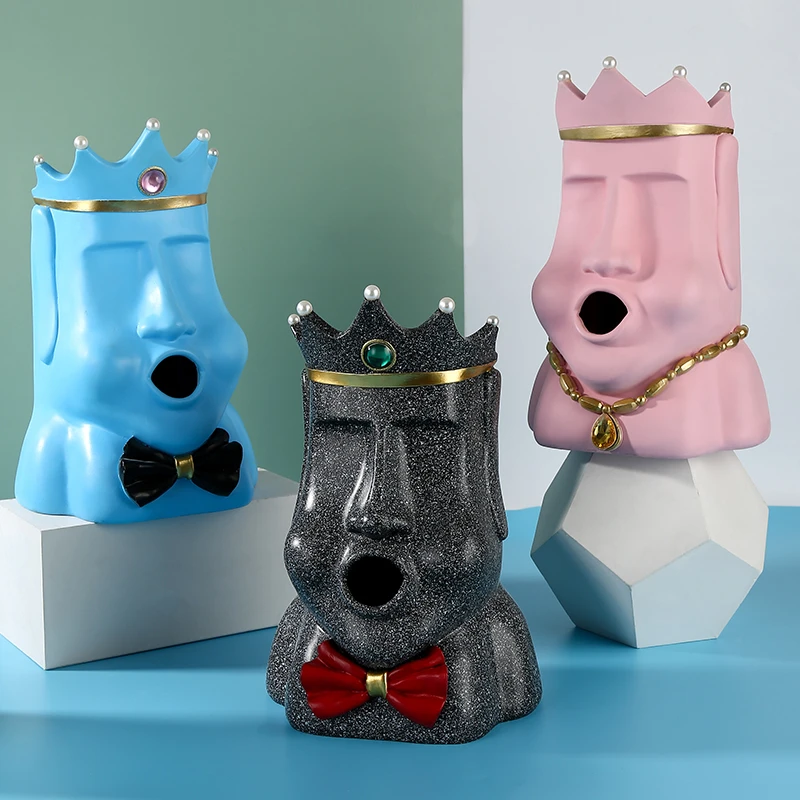 

Европейская и американская коробка для салфеток для гостиной Moai, статуя, полка, украшения, смешная и интересная фотография