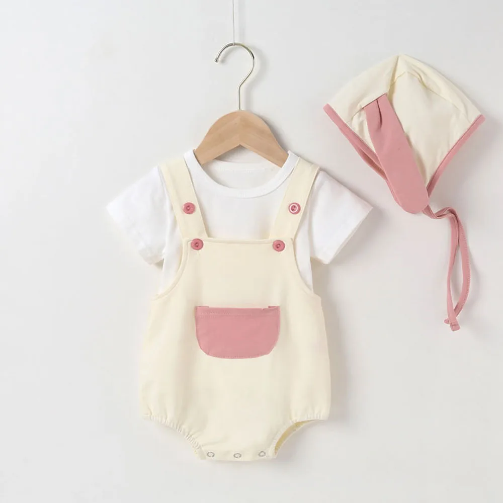 

Kids Romper Summer Kids Solid Clothes Baby Boys Girls Bodysuits Pocket Playsuits Suspender Jumpsuits Sunsuit Toddle Baby Outfits