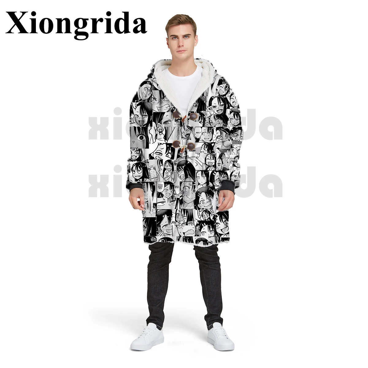Hentai Sexy Anime Print Hoodies Mens Thick Jacket Nagatoro Hayase Kawaii Hood Casual All Over Unisex Pullover Warm Coat