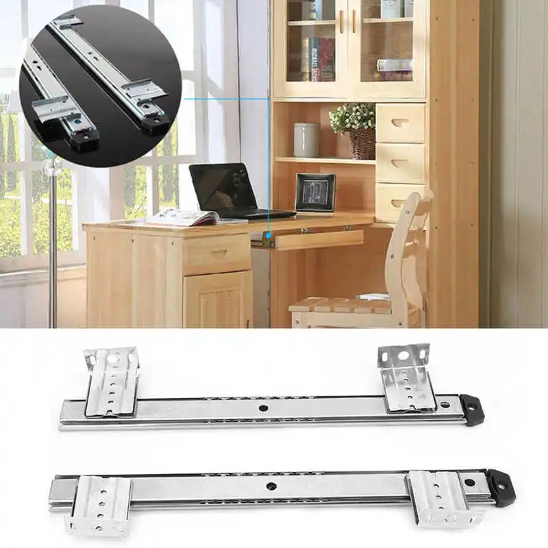

2Pcs Thickened Cold Rolled Steel Keyboard Rail Computer Desk Slide Rail Bracket Furniture Hardware Accessories