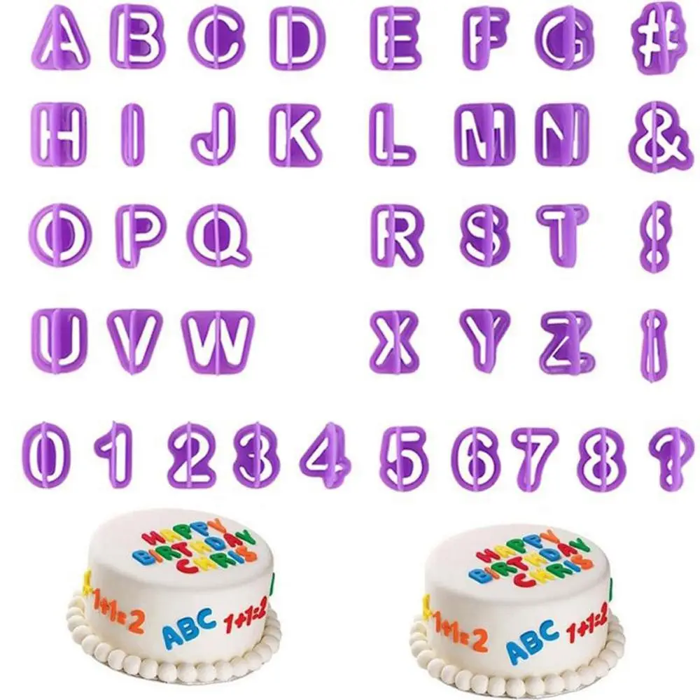 40pcs/set Alphabet Cake Molds Figure Plastic Letter Fondant Mold Icing Cookie Cutter Number Mould Baking Decorating Tools | Дом и сад