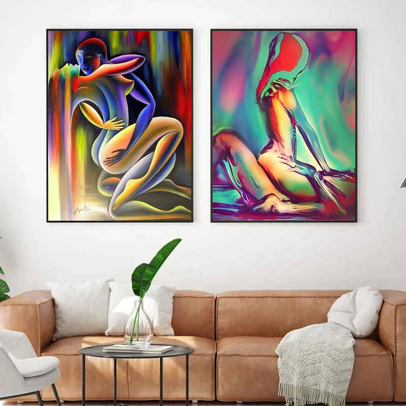 Абстрактная Сексуальная Женщина Мужчины Обнаженное Тело Плакаты Холст Картина