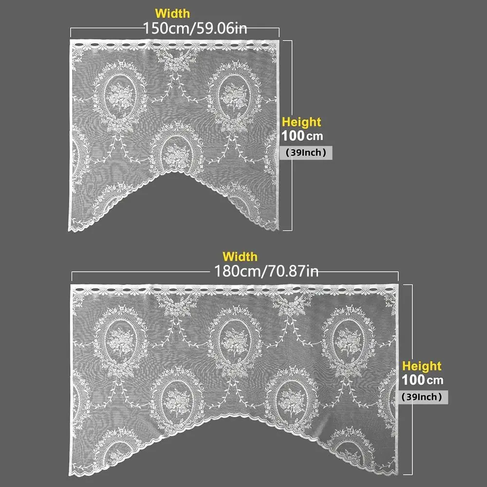 Thin Embroidered Lace Door Curtain Hollow Knitted Nordic Sheer Floral Window Valances Breathable Wave White Drapes Bathroom