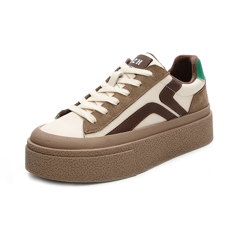 

Genuine Leather Casual Sneakers Girls Flats Winter Chunky Platform Sports Shoes for Women 2023 New Tennis Designer Athletic Shoe