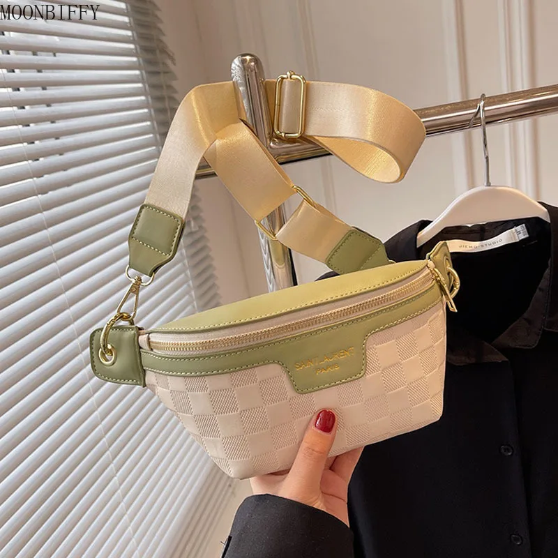 

Luxury Designer Women Fanny Pack Quality Leather Waist Bag Fashion Shoulder Crossbody Chest Bags Brand Handbag Female Belt Bag