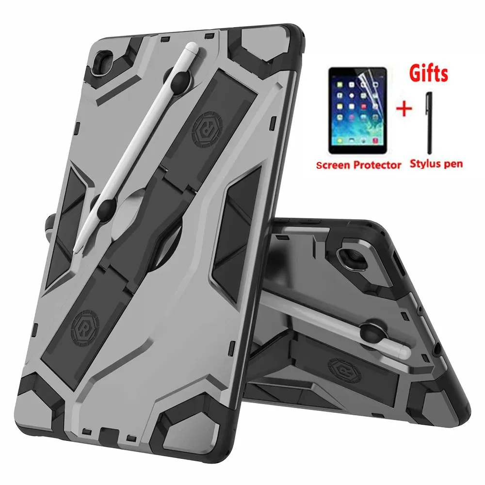 

Protector Kickstand for Samsung TAB A S4 S5E S6 T590 T830 T720 T860 Tablet Case Rugged Armor PC Silicon Cover with pen slot+Film
