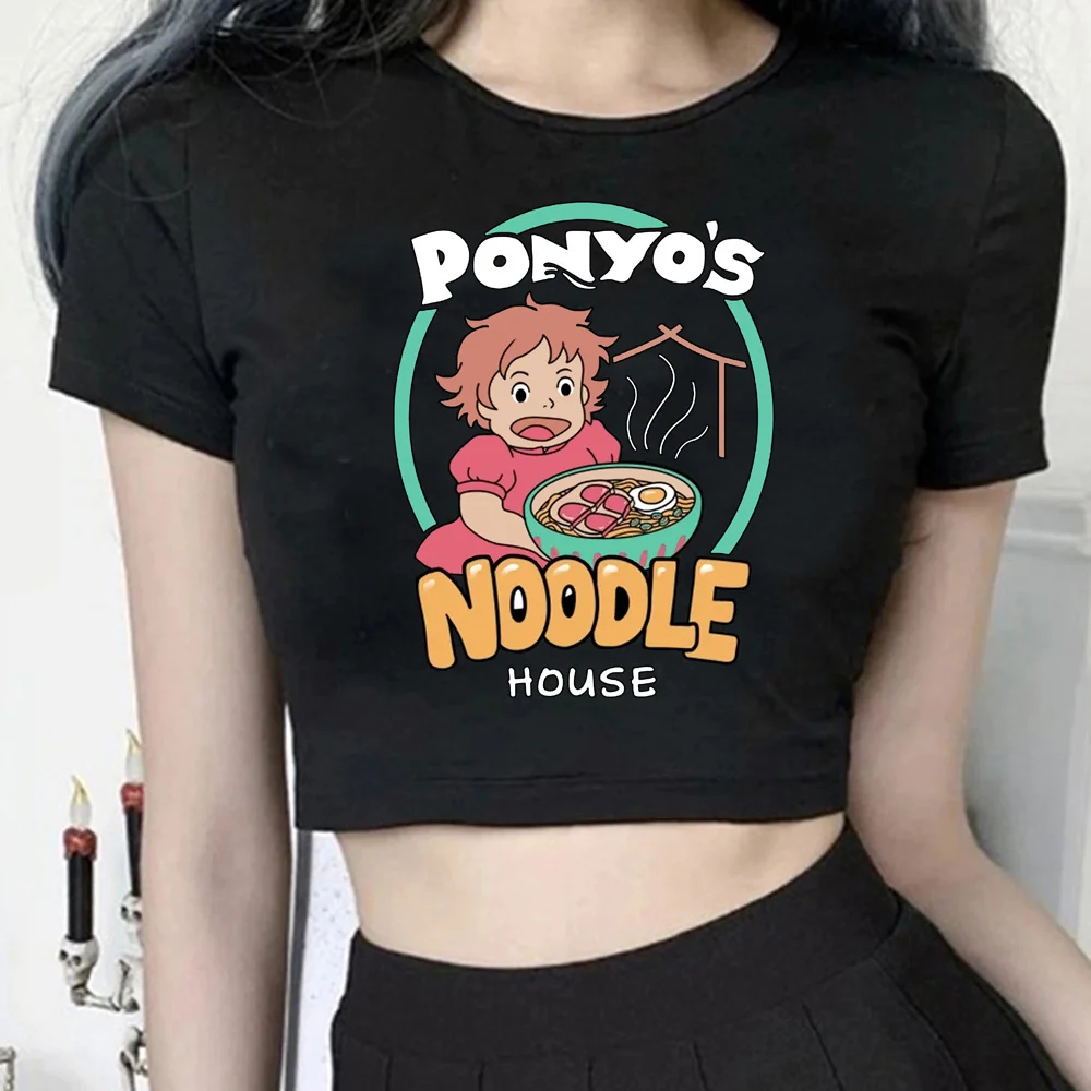

Totoro Studio Ghibli t shirt trashy goth crop top Female kawai cute goth gothic cropped crop top