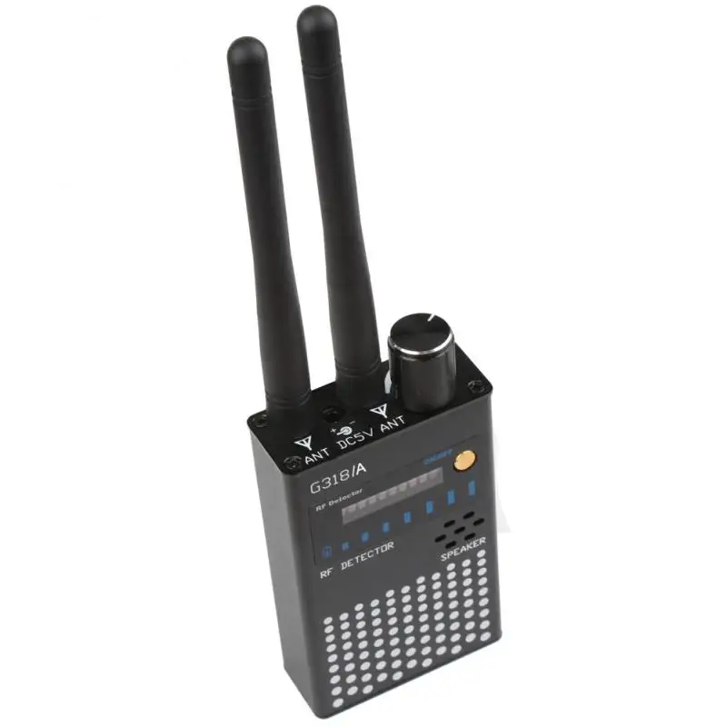 

Metal Wireless Signal Detector Multi-function Anti Camera Detector Variable Tone Indication Adjustable Knob Black 1mhz-8000mhz