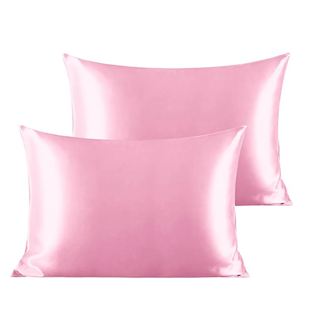 

2pcs/Set Modern And Simple Pure Color Without Zipper Envelope Elastic Soft And Smooth Silk Satin Pillowcase 30x20 Inches
