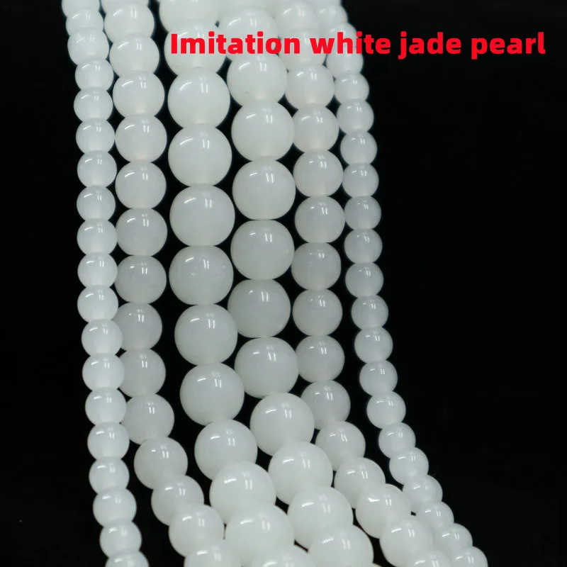 

4-12mm High Quality Round Perforated Imitation White Jade Beads Necklace Jewelry Accessories Loose Beads Diy Pearl Wholesale
