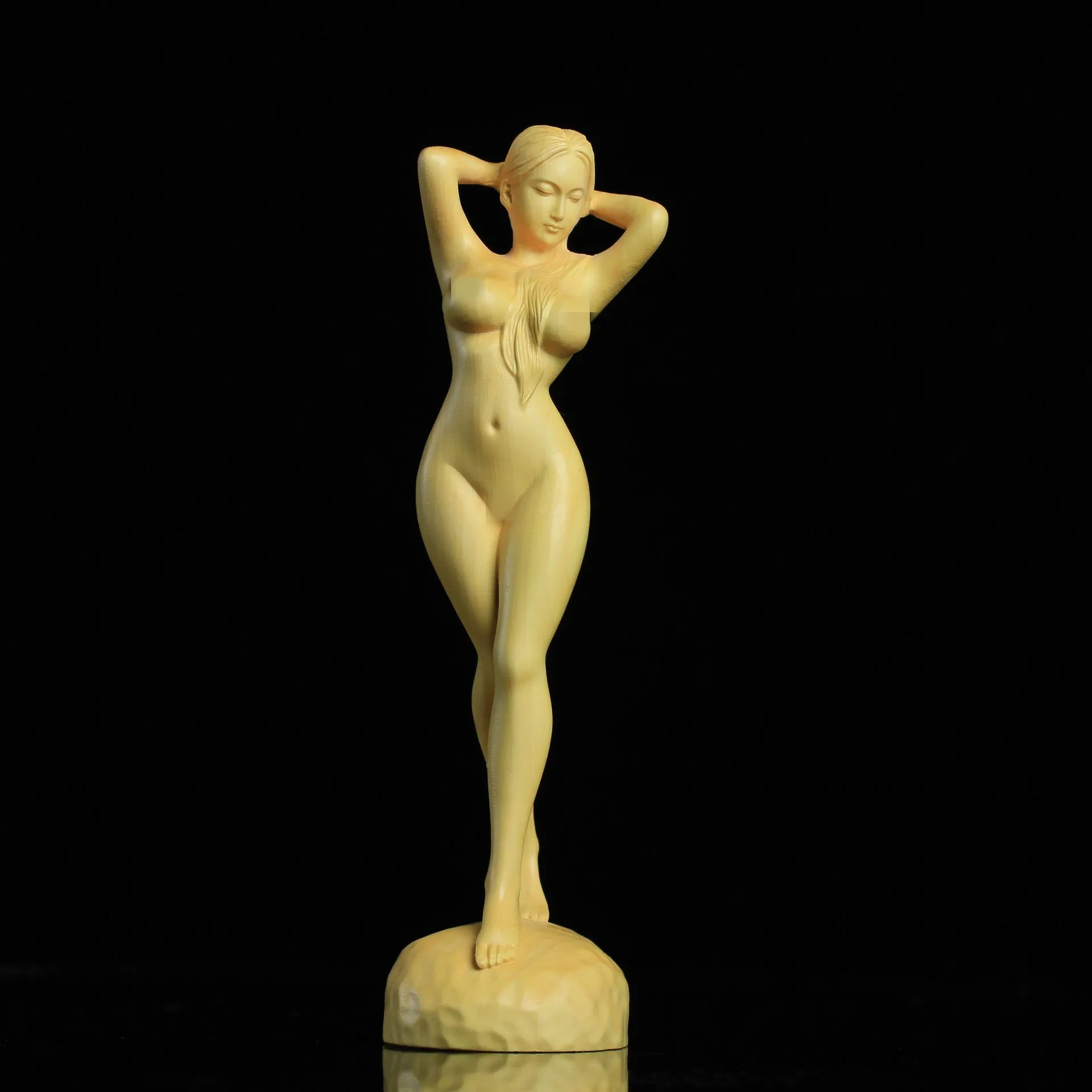 

solid wood carving body art statue，Wooden Hand Carved Nude Artwork，Home Living Room Bedroom Decorative Statue 18cm