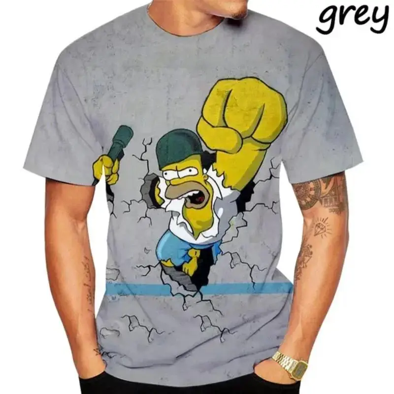 Летняя футболка с рисунком аниме Диснея 3D принтом Симпсоны повседневная в стиле