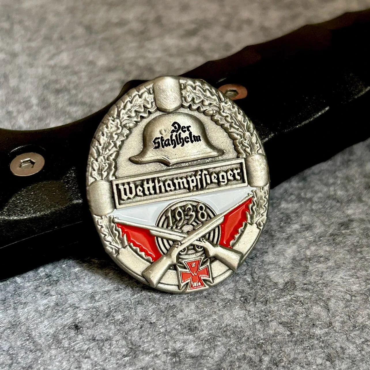 

Vintage WW2 WWII German Helmet Badge Deutschland Wehrmacht Shield Brooch Pins