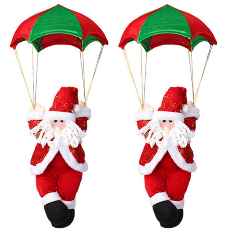 

2X парашютный Санта-Клаус, рождественские украшения, уличный парашют, кулон в виде куклы Санта-Клауса, Новогодние декоративные украшения