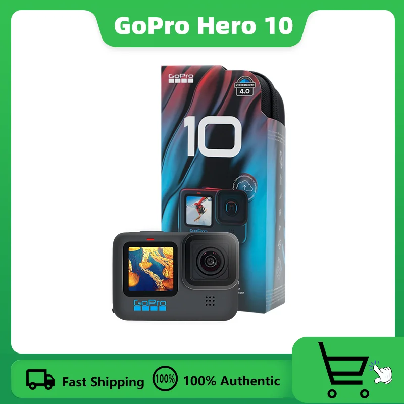 

GoPro HERO 10 Black Action Camera 5.3K Screen Sports Camera 23MP GP2 Waterproof Mini Video Cameras Live Streaming Cam go pro 10