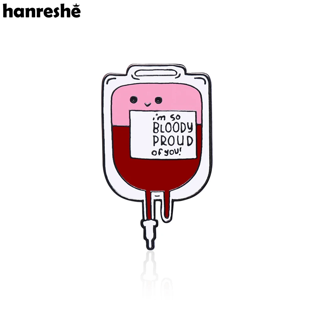 

Hanreshe Cute Medical Enamel Blood Bag Brooch Pin New Medicine Lovely Lapel Backpack Badge Jewelry for Doctors Nurses Gifts