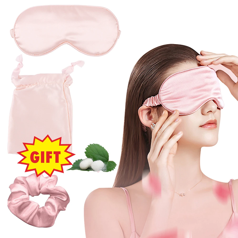 

Natural Silk Sleep Eye Mask Blindfold for Children's Girl Sleeping Shading Light Soft Breathable Sleep Aid Adjustable Eye Cover