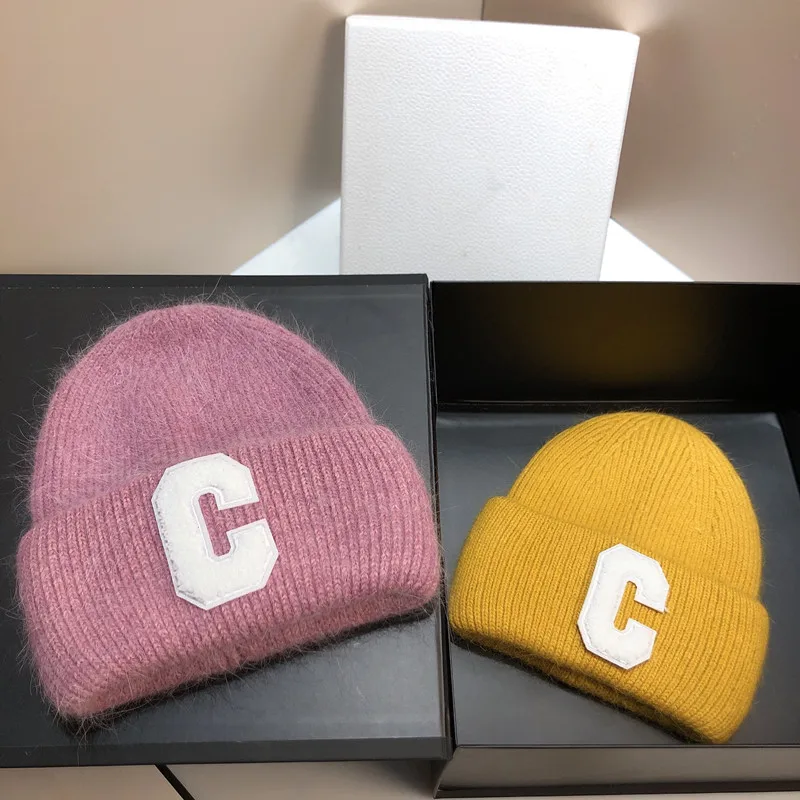 

Зимняя вязаная шапка из кроличьего меха Мужская и женская модная трендовая уличная теплая шерстяная шапка с защитой ушей пуловер и шапка MX1050