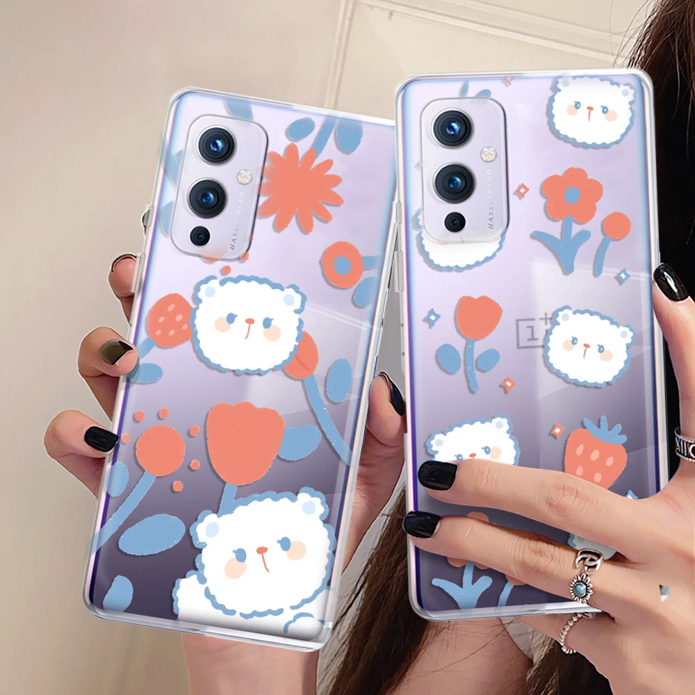 

Cartoon Cute Bear Phone Case for OnePlus 9R 9Pro 6 6T 7T 7 Pro 8Pro 8T Z Nord N20 N10 2 5G N100 10Pro Transparent Soft TPU