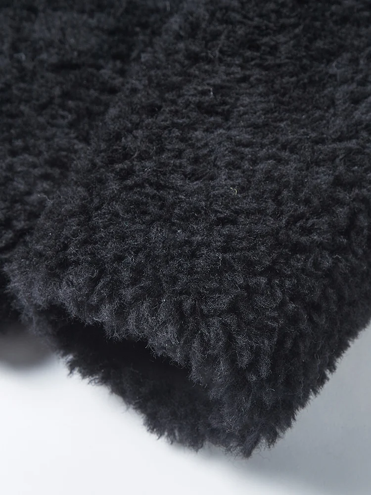 2024 двухрядная золотая пряжка маленькая меховая верхняя одежда из овечьей шерсти