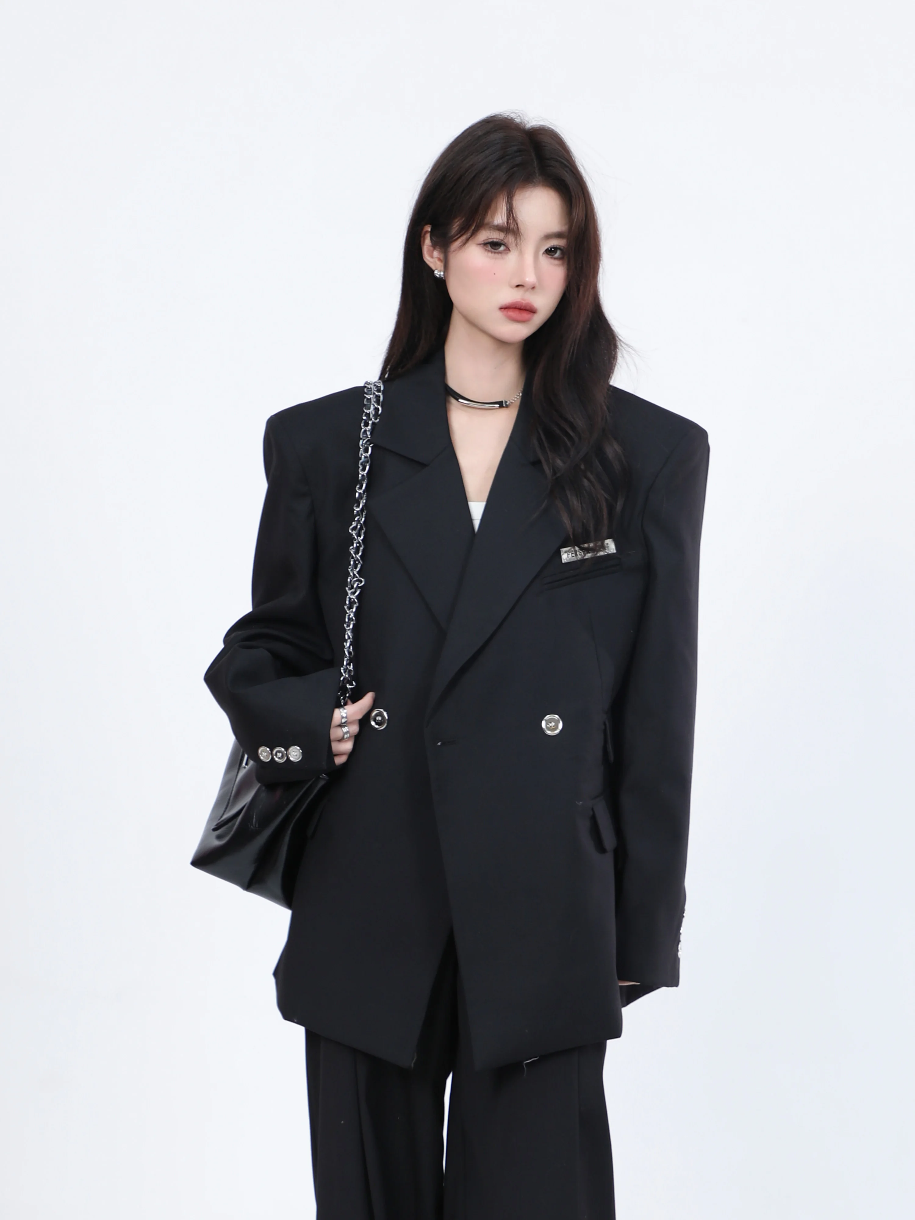 [Sitting in the Mountains] Spring and Autumn Senior Pu Shuai s Women Oversize Design Sense Loose Suit