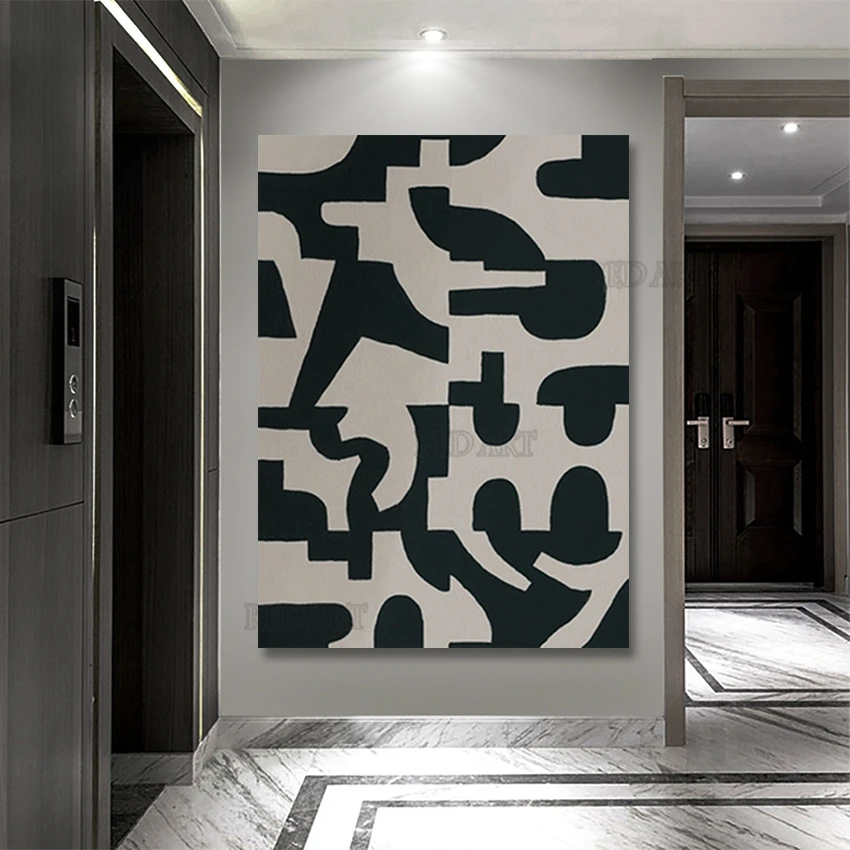 Ручная роспись абстрактный черный дизайн картина маслом большая настенная