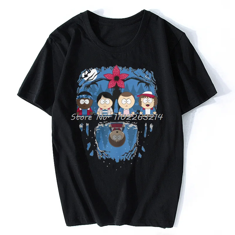 

Stranger Park Funny Pure Cotton Shirt Short Sleeve Stranger Things T Shirt for men Round Neck Tops Printing Dibujos Animados 80s