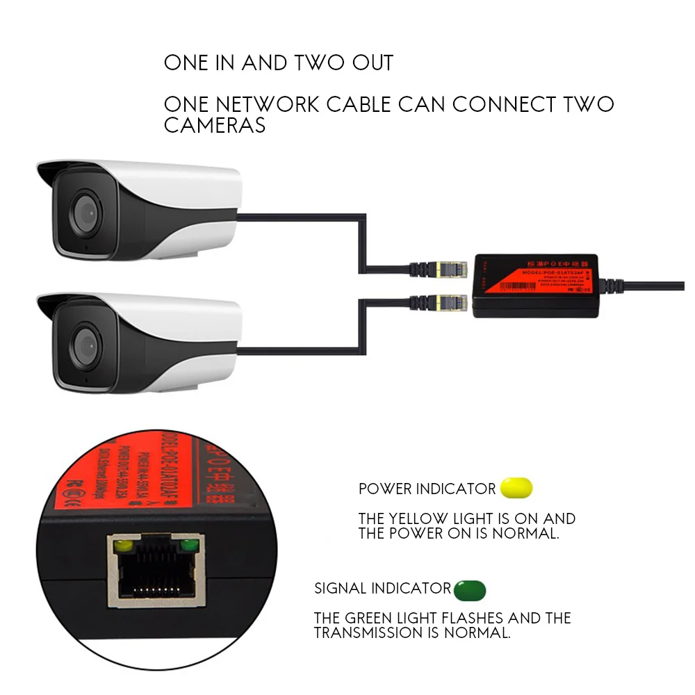 2-портовый удлинитель POE 100 мбит/с со стандартом IEEE 802.3Af для IP-камеры NVR AP IP VOICE