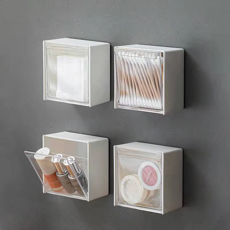 

Transparent Plastic Wall Shelf Bathroom Organizer Makeup for Cotton Swabs Makeup Case for Small Things Storage Jewelry Boxes