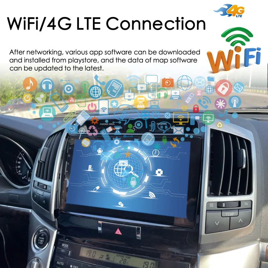 2 Din Android 12 сенсорный экран мультимедийный автомобильный видеоплеер для Toyota Land