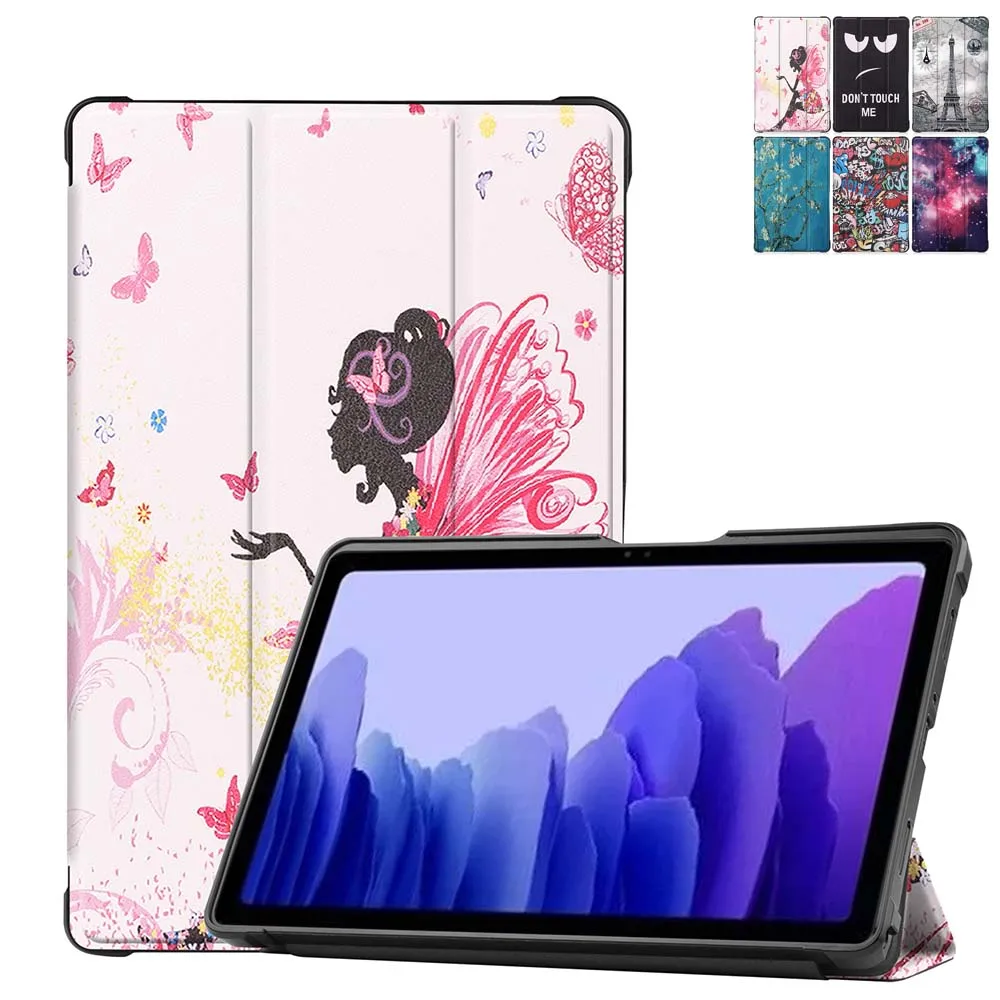 

for Samsung Galaxy Tab A7 2020 Smart Cover T500 T505 10.4inch Cartoon TPU PU Leather Stand Case Tri-fold Tablet Auto Wake