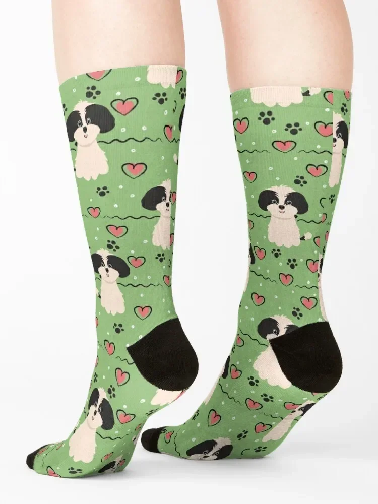 Черно-белые носки Shih Poo Shihpoo Tzu смешанные рождественские чулки хип-хоп мужские