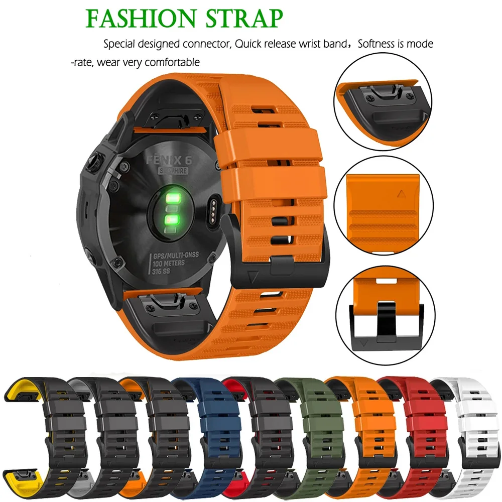 Силиконовый ремешок для часов Garmin Fenix 5 5X 6X 7 7X Pro/Epix Pro/MARQ/Enduro 2 дизайн с