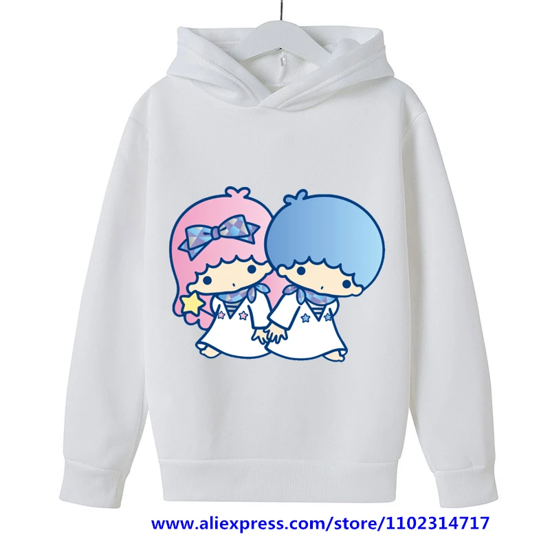 

Kawaii Kids Little Twin Stars Hoodie Girls Clothing Long Sleeve Sweatshirts Spring Autumn Sanrio Cartoon Casual Hooded MINISO