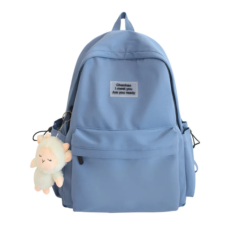 

University Student High School Bag Women Backpacks for School Teenagers Girls Simple Solid Korean Nylon Bookbag Casual 2022