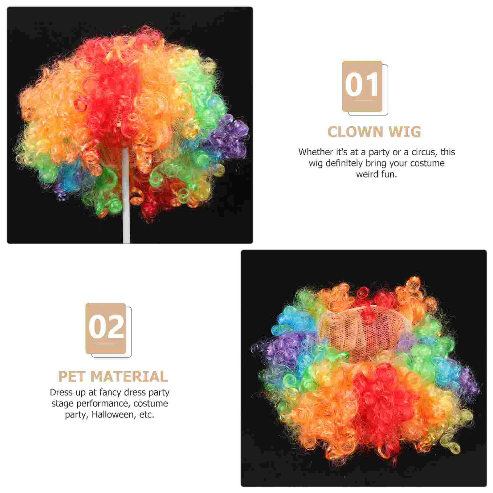 Color Fan Decorative Clown Carnival Fake Hair Party Supply Funny Kids Halloween Costume images - 6