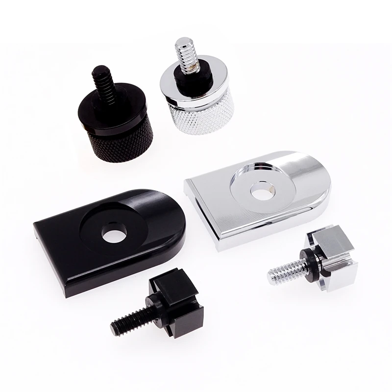 

For Harley Sportster Dyna Fatboy Road King Softail Motorcycle Black/Silver Rear Seat Bolt Tab Screw Mount Knob Cover Aluminum